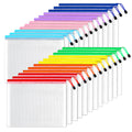Sunee Mesh Zipper Pouch 9X13 In (6 Colors, 24 Packs),Extra Large Water-Resistant Zip Bag For School Office Supplies, Puzzles & G