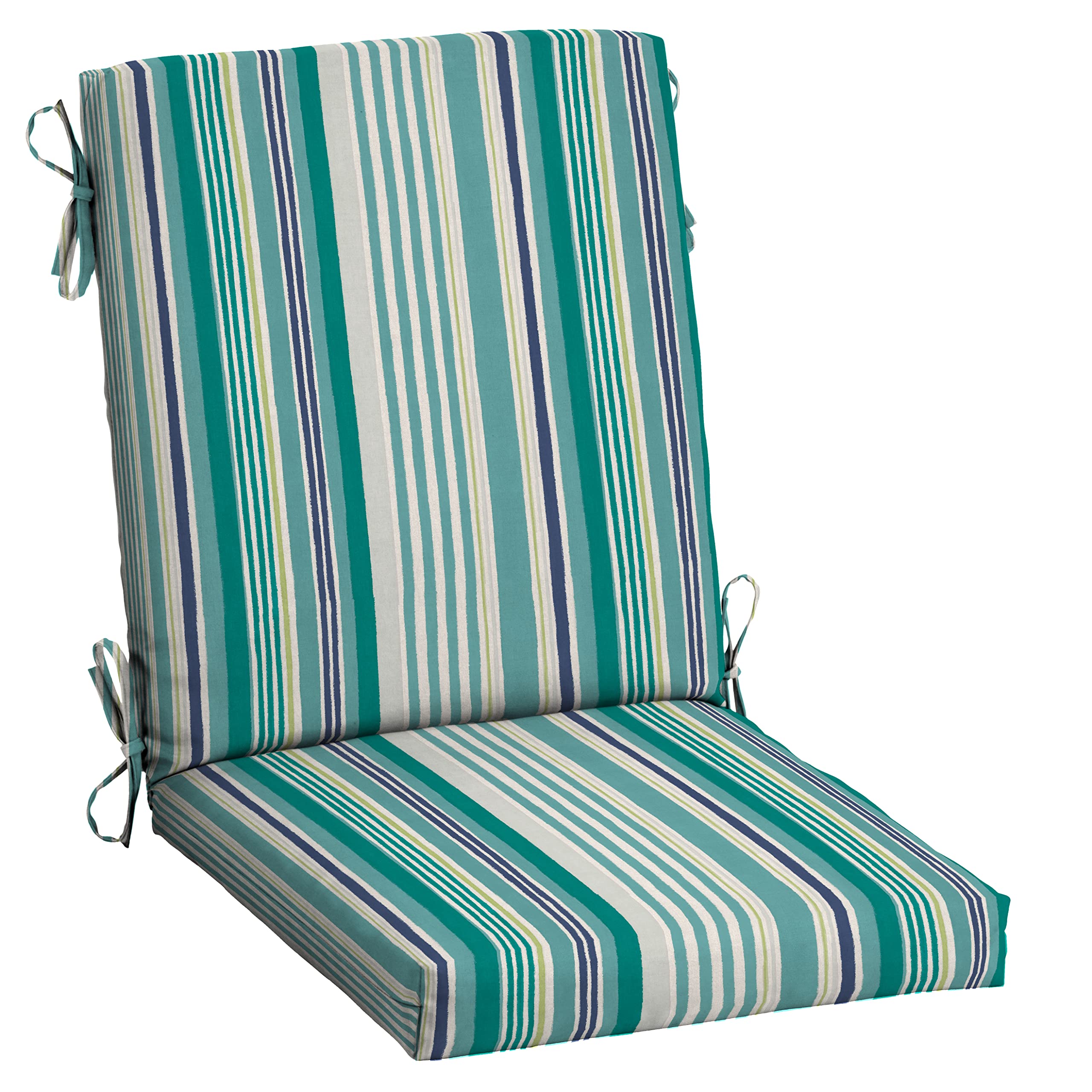 Arden Selections Outdoor Dining Chair Cushion 20 X 20, Rain-Proof, Fade Resistant 20 X 20, Teal Cobalt Stripe