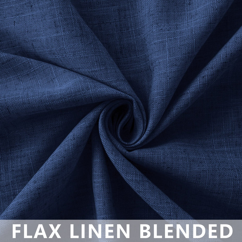 Navy Blue Long Curtains 120 Inch Length For Living Room Decor 2 Panels Rod Pocket Linen Draperies Semi Sheer Privacy Energy Efficient Dark Blue Curtains For Bedroom Sunroom Patio Door 52X120 Tall