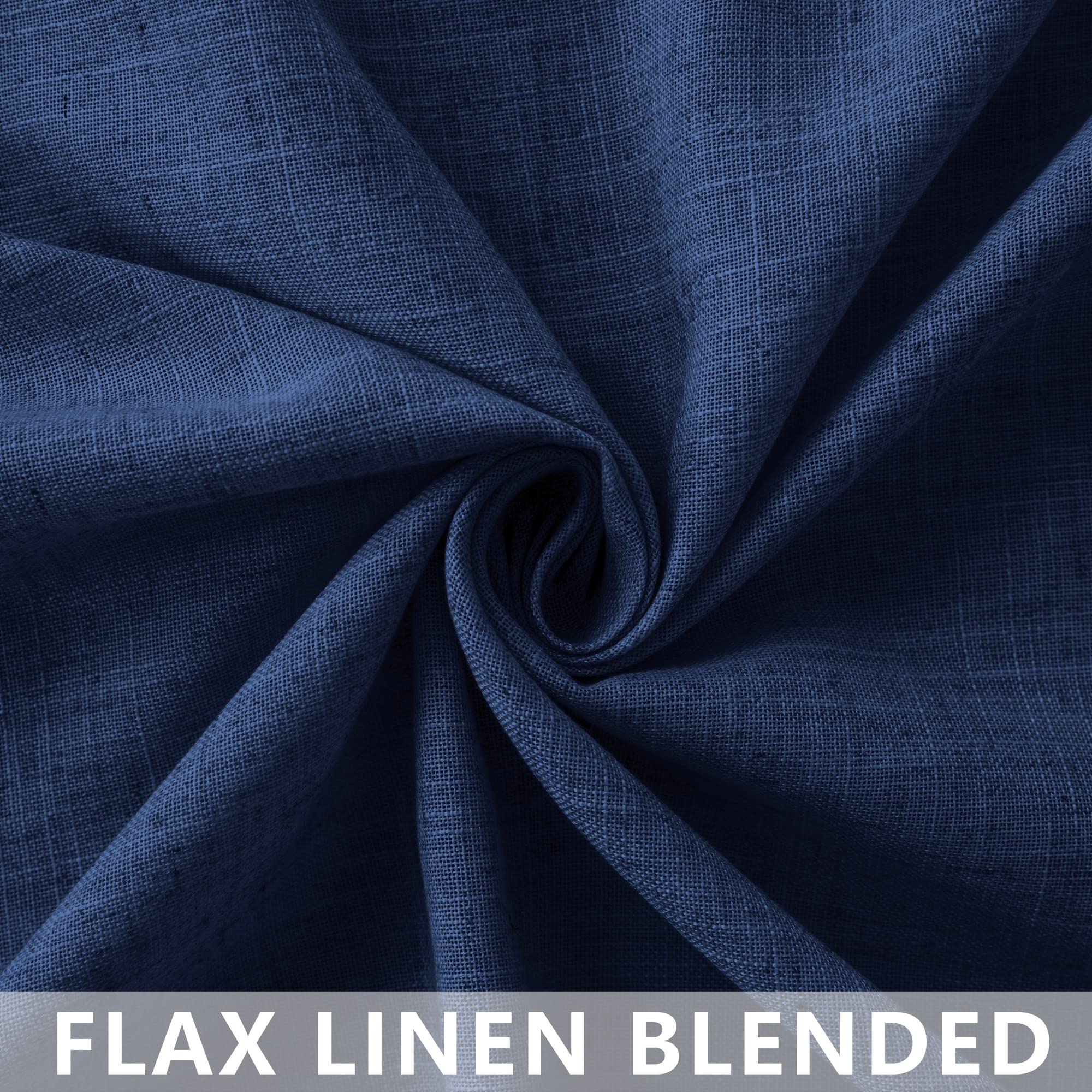 Navy Blue Long Curtains 120 Inch Length For Living Room Decor 2 Panels Rod Pocket Linen Draperies Semi Sheer Privacy Energy Efficient Dark Blue Curtains For Bedroom Sunroom Patio Door 52X120 Tall