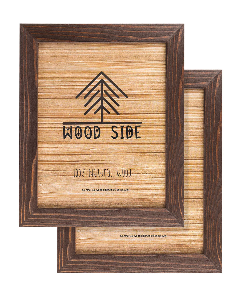 Rustic Wooden Picture Frames 8x10 - Brown Wenge - Set of 2-100% Natural Eco Solid Wood and High Definition Real Glass for Wall H