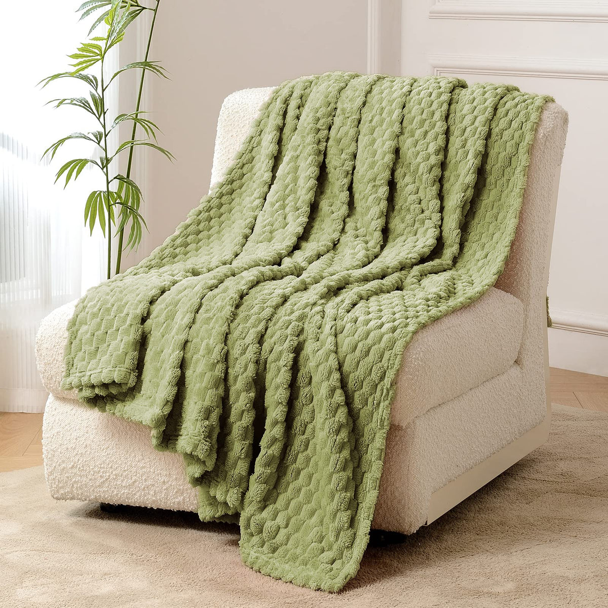 Fy Fiber House Fleece Throw Blanket For Couch 300Gsm Super Soft Plush Fuzzy Blankets Lap Blanket For Office Sofa, 50X60 Inches,