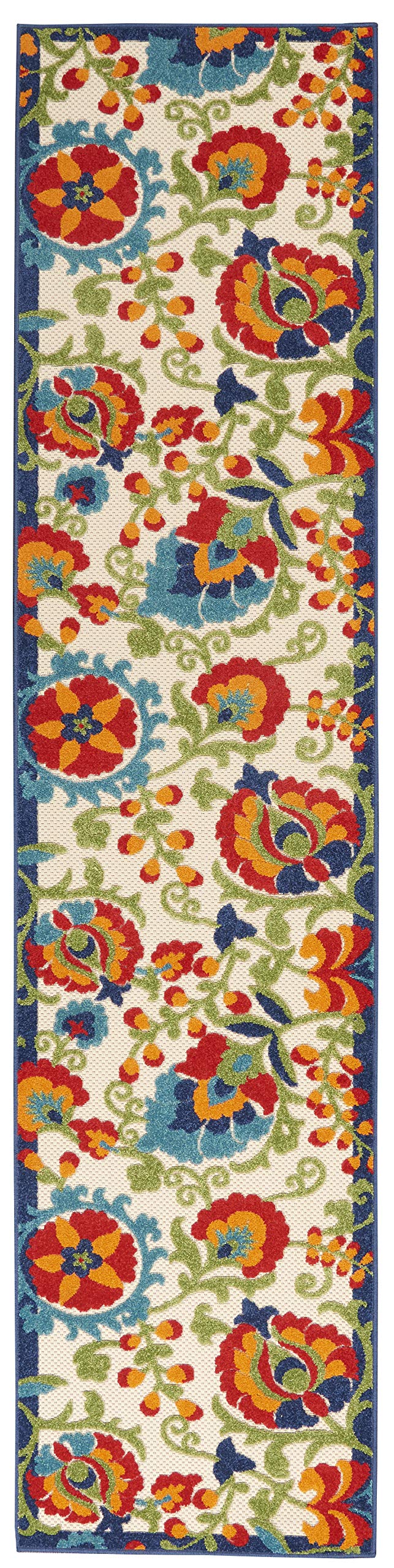 Nourison Aloha Indoor/Outdoor Multicolor 2'3' X 12' Area Rug, Easy Cleaning, Non Shedding, Bed Room, Living Room, Dining Room, Backyard, Deck, Patio (2X12)