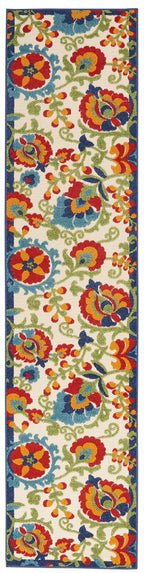 Nourison Aloha Indoor/Outdoor Multicolor 2'3' X 12' Area Rug, Easy Cleaning, Non Shedding, Bed Room, Living Room, Dining Room, Backyard, Deck, Patio (2X12)
