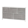 Flash Furniture Harris 5-Drawer Storage Chest of Drawers, Modern Bedroom Dresser with 5 Easy Pull Fabric Drawers and Engineered Wood Top, Light Gray