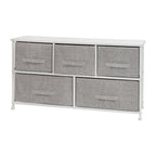 Flash Furniture Harris 5-Drawer Storage Chest of Drawers, Modern Bedroom Dresser with 5 Easy Pull Fabric Drawers and Engineered Wood Top, Light Gray
