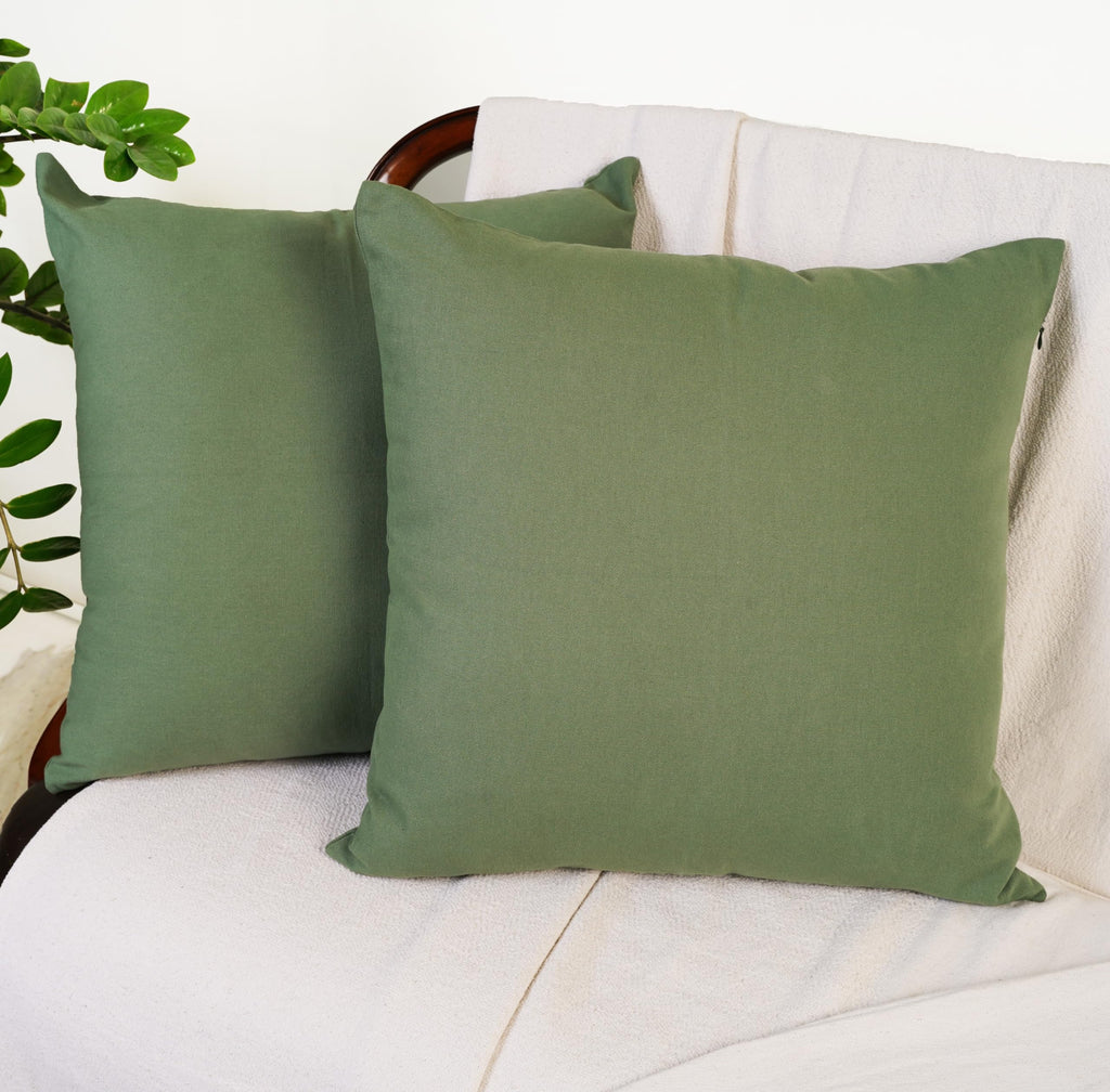 Rely+ Cotton Throw Pillow Covers 20X20 Inchs Set Of 2 Sage Green Decorative Zippered Cases For Couch Bedroom Sofa Farmhouse Livi