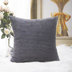 Home Brilliant Grey Pillow Covers 18 X 18 Set Of 2 Soft Decorative Striped Corduroy Velvet Square Throw Pillow Cover For Sofa Co