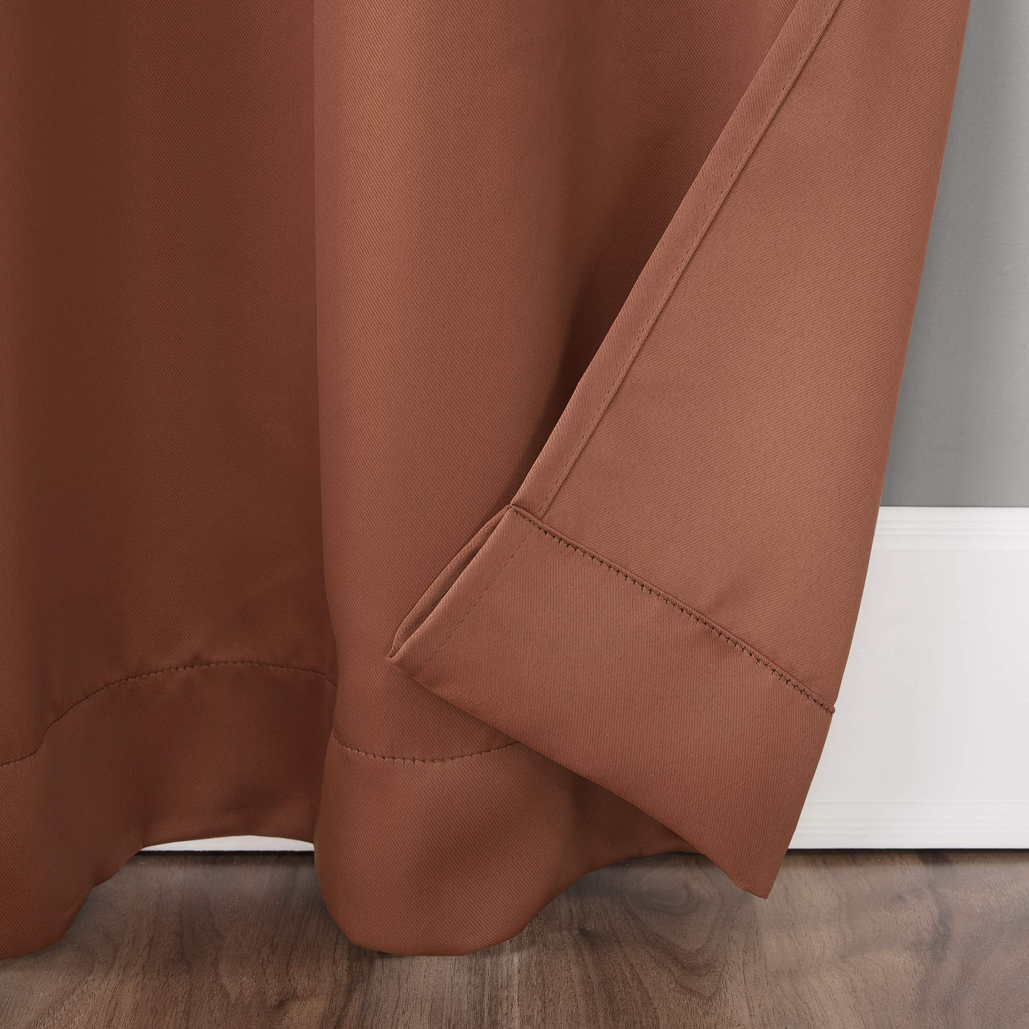 Sun Zero Easton Energy Saving Blackout Grommet Curtain Panel, 40' X 95', Terracotta Orange