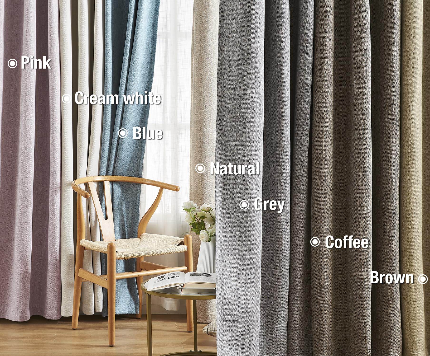 Grey Full Blackout Window Curtain Panels 63 Inches Long Burlap Linen Textured, Short Thermal Insulated Burlap Linen Bedroom Drap