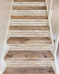 FLFK 5 Strips Stair Riser Decals Peel and Stick Waterproof Vinyl Stair Stickers Faux Wood Plank 39.3 x 7.08 for Home Decor