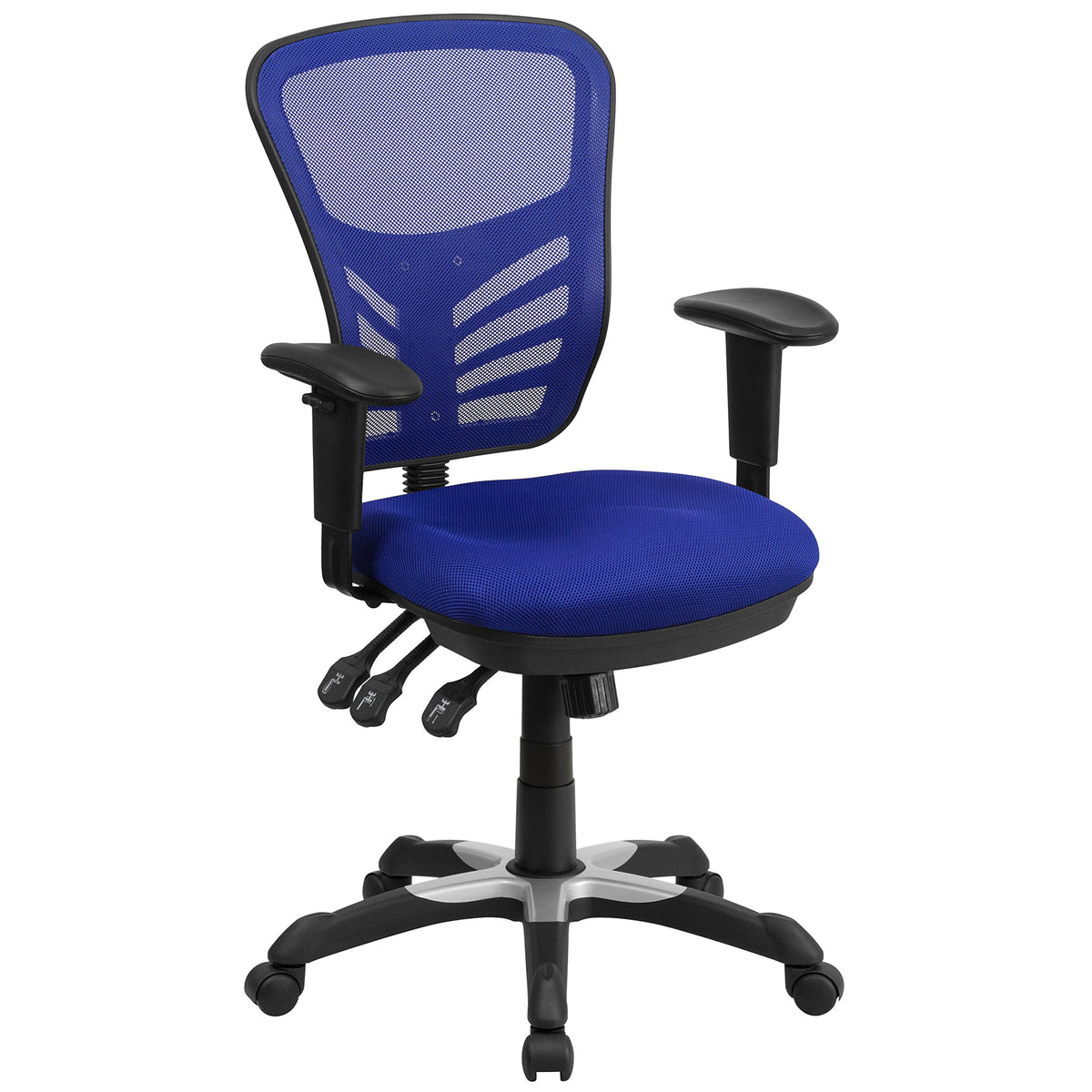 Flash Furniture Nicholas Mid-Back Swivel Office and Gaming Chair, Ergonomic Mesh Office Chair with Adjustable Lumbar Support and Height, Blue