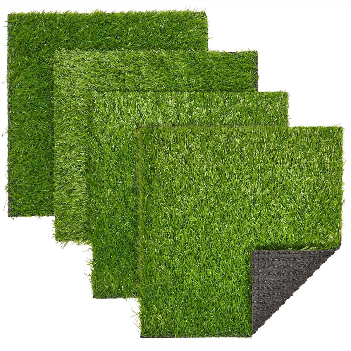 Juvale 4-Pack Artificial Grass Mats - Faux Grass, Fake Turf Panels For Wall, Balcony, Patio, Outdoor Decor (12X12 In)