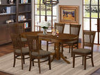 East West Furniture VANC7-ESP-C 7 Piece Kitchen Table & Chairs Set Consist of an Oval Dining Room Table with Butterfly Leaf and 6 Linen Fabric Upholstered Chairs, 40x76 Inch, Espresso