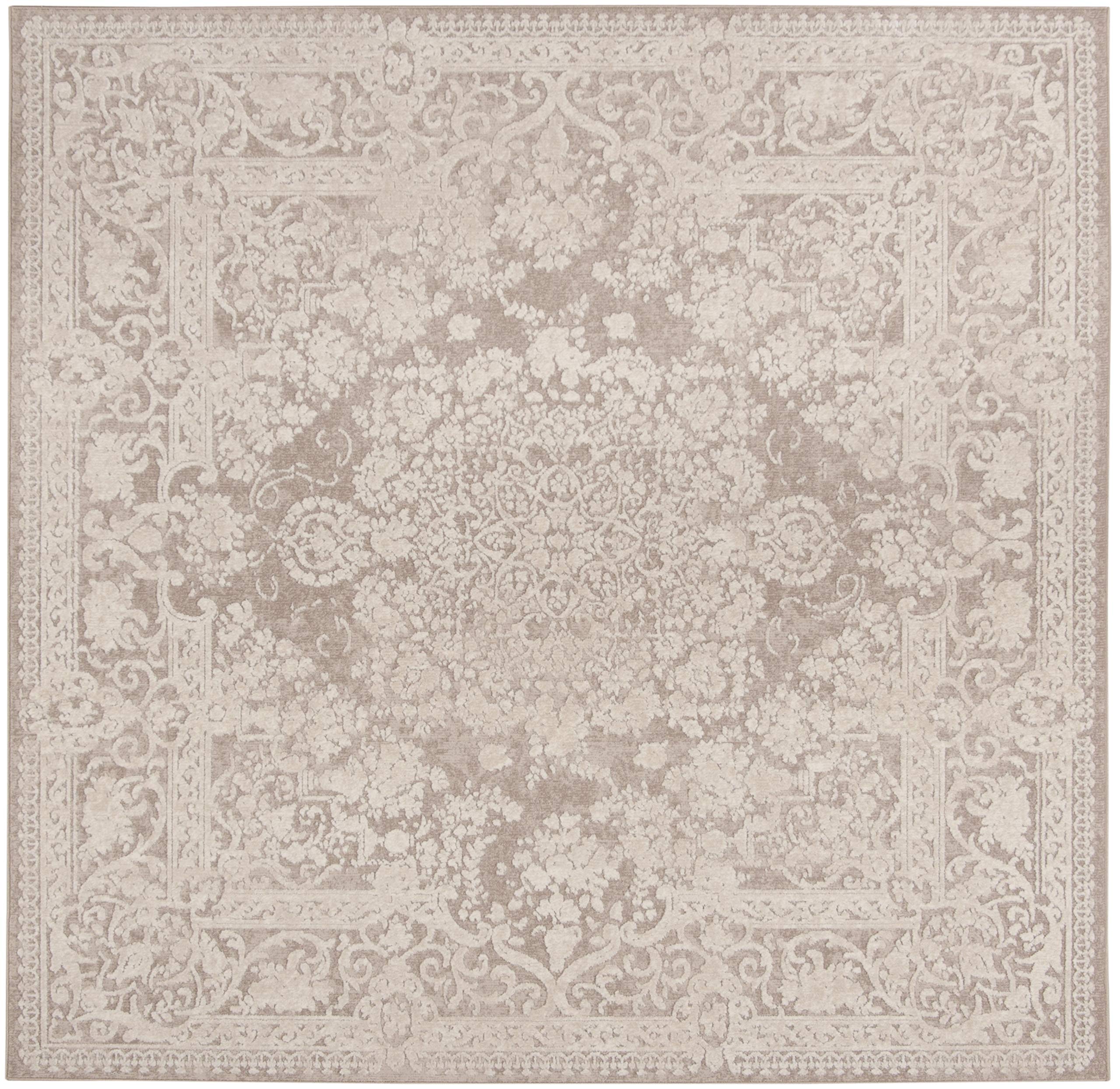 Safavieh Reflection Collection Area Rug - 5' Square, Beige & Cream, Vintage Distressed Design, Non-Shedding & Easy Care, Ideal F