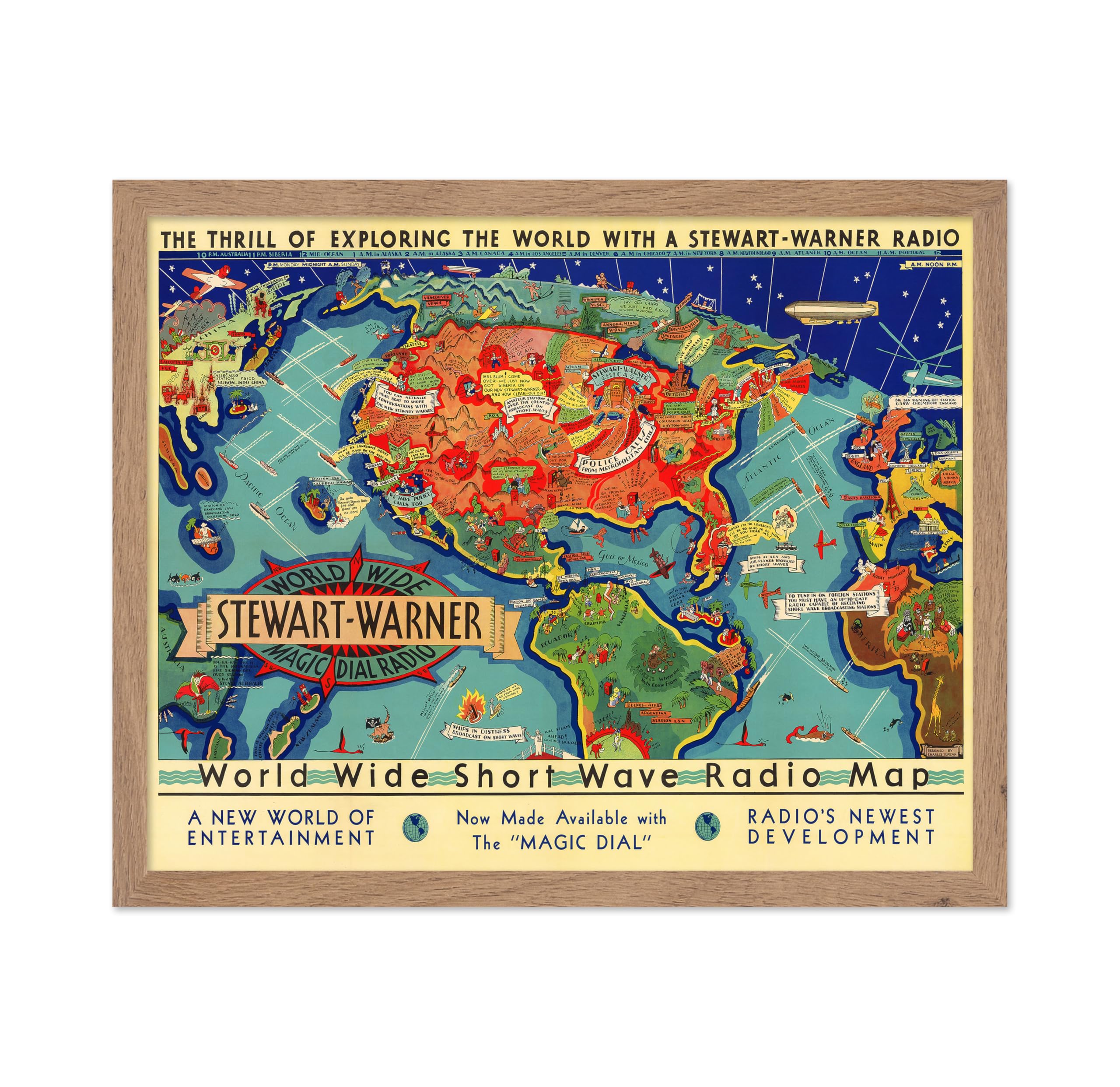 Poster Master Vintage World Wide Short Wave Radio Poster - Retro Pictorial Print - Entertainment Art - Gift for Man, Woman, Trav