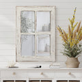 Sintosin Rustic Small Window Pane Mirror Wall Decor 11 x 16 inches, Hanging Distressed White Farmhouse Rectangle Wood Frame Mirr