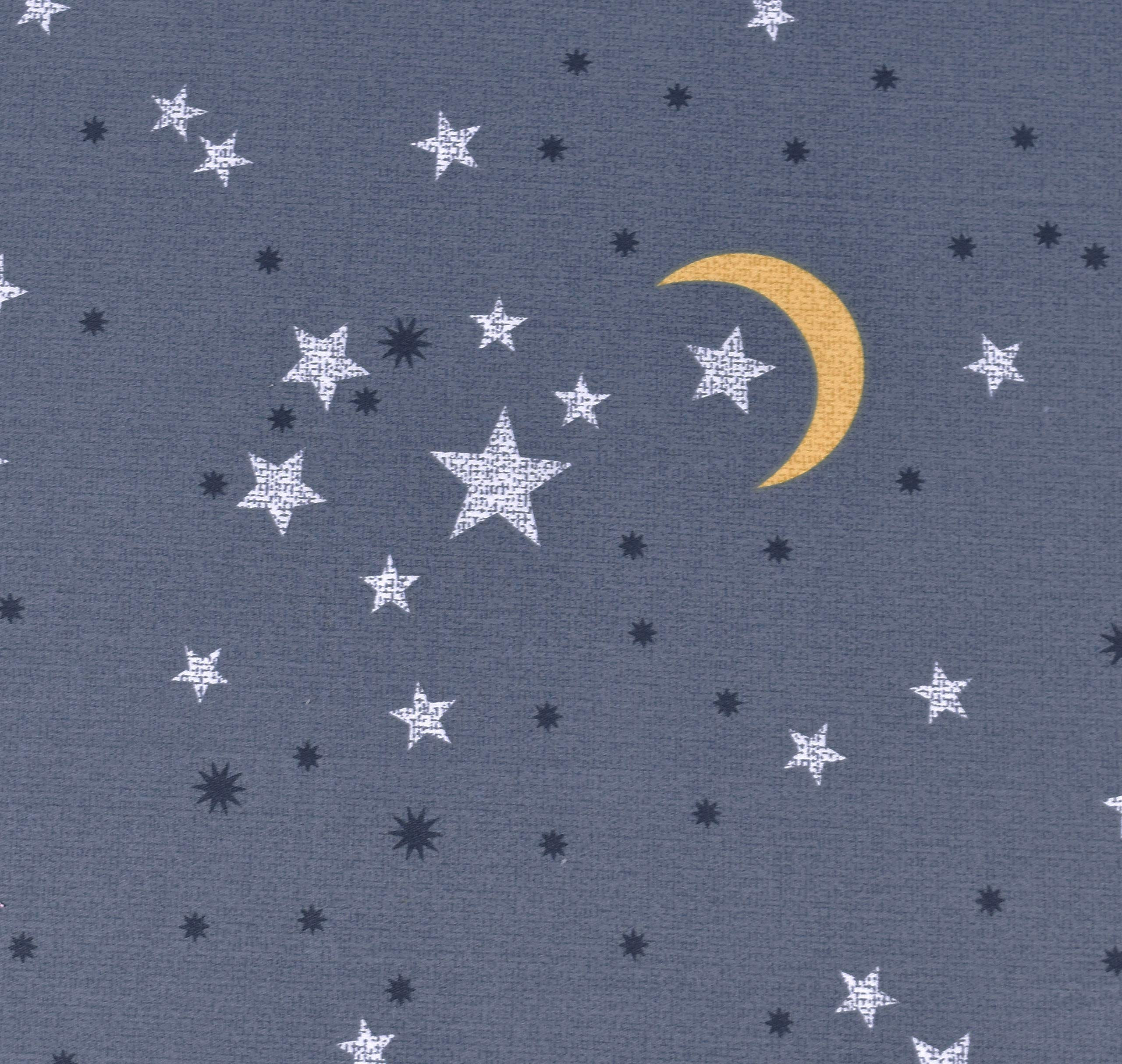 Scientific Sleep Moon & Star Night Sky Teen Boys Girls 100% Cotton Queen Bed Sheet Set, Flat Sheet & Fitted Sheet & Pillowcase B