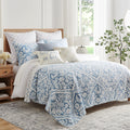 Levtex Home - Becker Blue Quilt Set - Twin Quilt And One Standard Sham - Ikat - Blue, White - Quilt (68X86In.) And Sham (20X26In