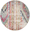 SAFAVIEH Monaco Collection Area Rug - 67 Round, Multi, Boho Chic Tribal Distressed Design, Non-Shedding & Easy Care, Ideal for 
