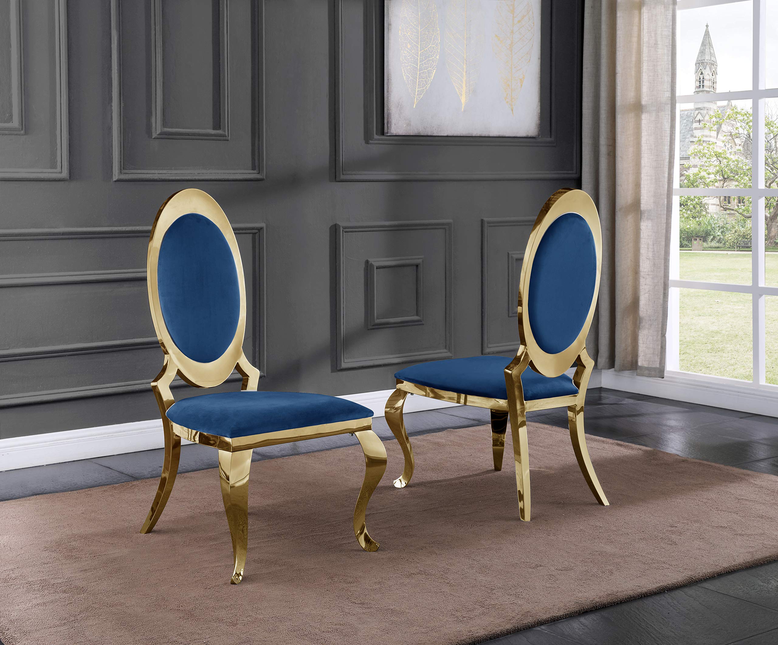 Best Quality Furniture Sc185 Dining Chairs, Navy Blue