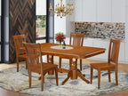 East West Furniture NAPO5-SBR-W Napoleon 5 Piece Room Set Includes a Rectangle Wooden Table with Butterfly Leaf and 4 Kitchen Dining Chairs, 40x78 Inch