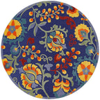 Nourison Aloha Indoor-Outdoor Navy Multicolor 7’10” X Round Area Rug, Easy Cleaning, Non Shedding, Bed Room, Living Room, Dining Room, Backyard, Deck, Patio (8 Round)