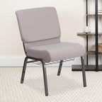 Flash Furniture Hercules Series 21''W Church Chair In Gray Dot Fabric With Book Rack - Silver Vein Frame