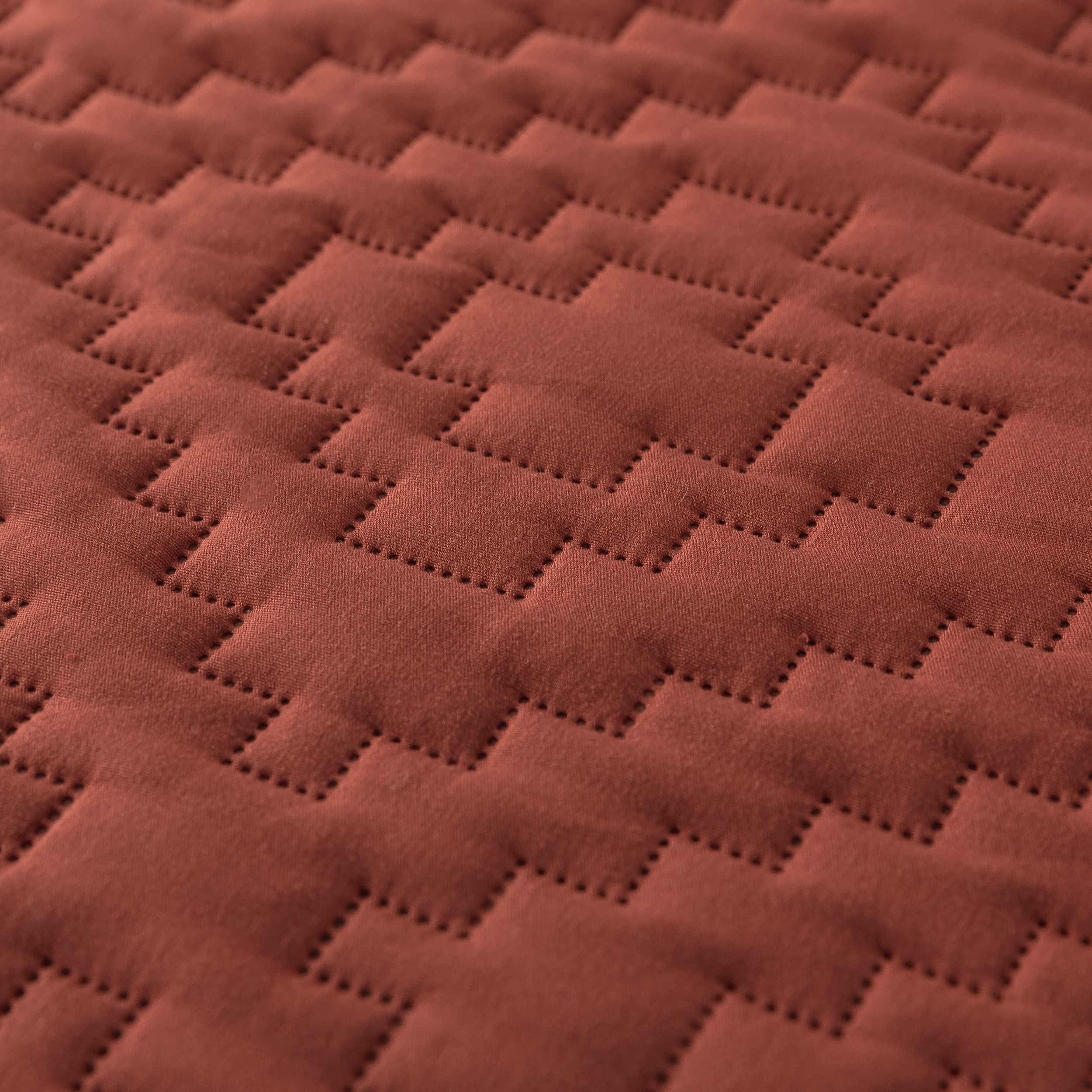 R.Share Burnt Orange Twin Size Quilt Bedding Sets With Pillow Sham, Boho Lightweight Soft Bedspread Coverlet, Quilted Blanket Th