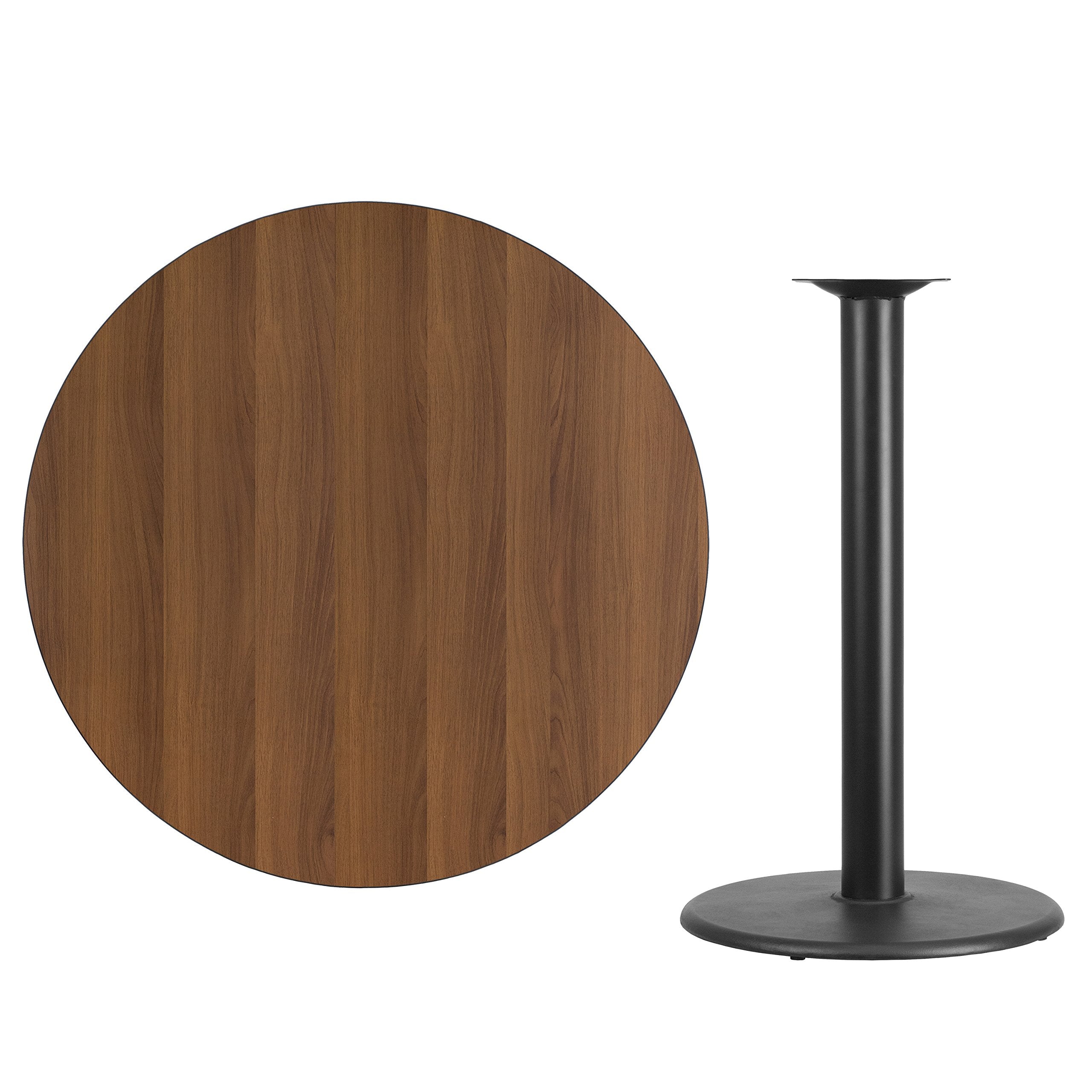 Flash Furniture Stiles 42'' Round Walnut Laminate Table Top With 24'' Round Bar Height Table Base