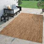 Solid Outdoor Rug For Patio Or Balcony Weatherproof In Mottled Brown Beige, Size: 6'7' X 9'2'