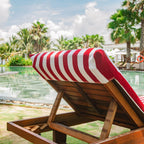 Arkwright California Chaise Lounge Cover - Pack Of 2 - Striped Soft Cotton Cabana Towel With Pocket Holder For Beach Pool Outdoor Chair, 30 X 85 In., Red