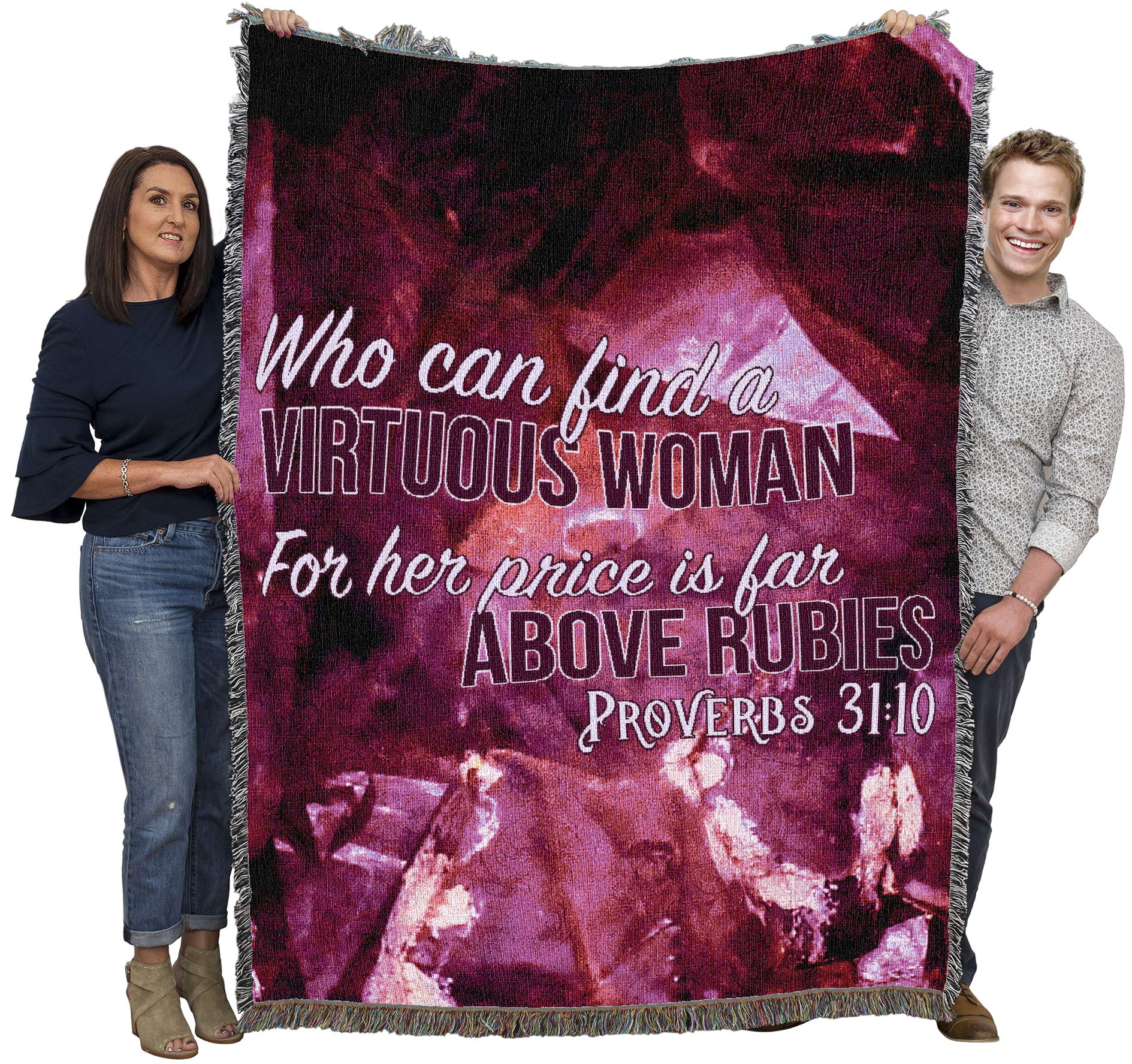 Pure Country Weavers Who Can Find A Virtuous Woman Blanket - Scriptures - Proverbs 31:10 - Religious Gift Tapestry Throw Woven F