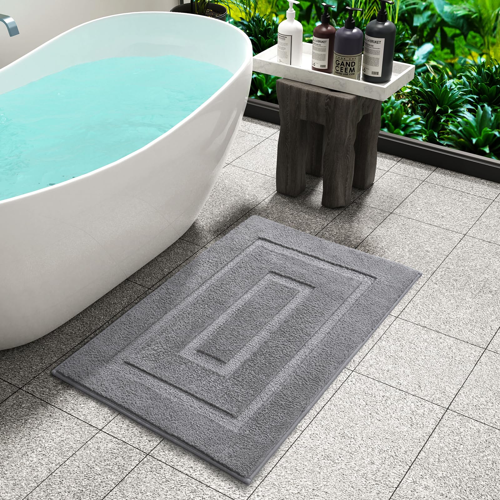 HOMORE Bath Rug, Grey Bathroom Rug 24x36 Inch Soft Absorbent Microfiber Bathroom Runner Rug, Washable Bath Runner Rugs for Bathr