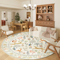 DUKINO 6ft Round Rug for Bedroom, Animal Print Washable Circle Rug with Low Pile Design, Soft Indoor Floor Non Slip Carpet for E