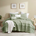 Boho Sage Green Quilt Twin Size Bedding Sets With Pillow Sham, Bohemian Lightweight Soft Bedspread Coverlet, Farmhouse Quilted B