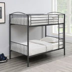 Coaster Home Furnishings Anson Contemporary Metal Twin Over Twin Size Bunk Bed Frame with Ladder and Guardrails Fully Slatted Mattress Ready Foundation Gunmetal 400739T