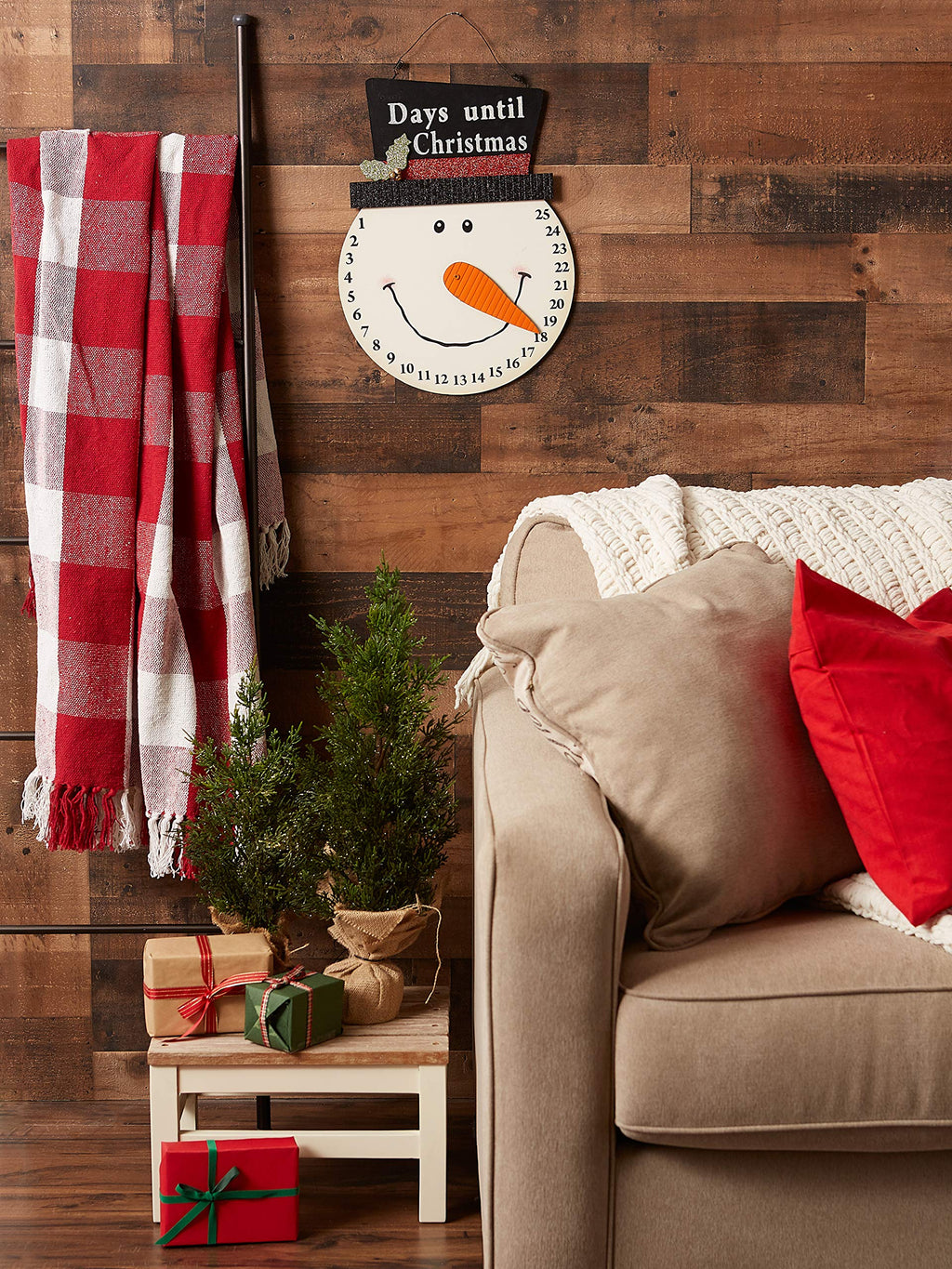Dii Christmas Advent Collection Decorative & Reusable Wooden Countdown Calendar, 16.5X12.75, Snowman Countdown
