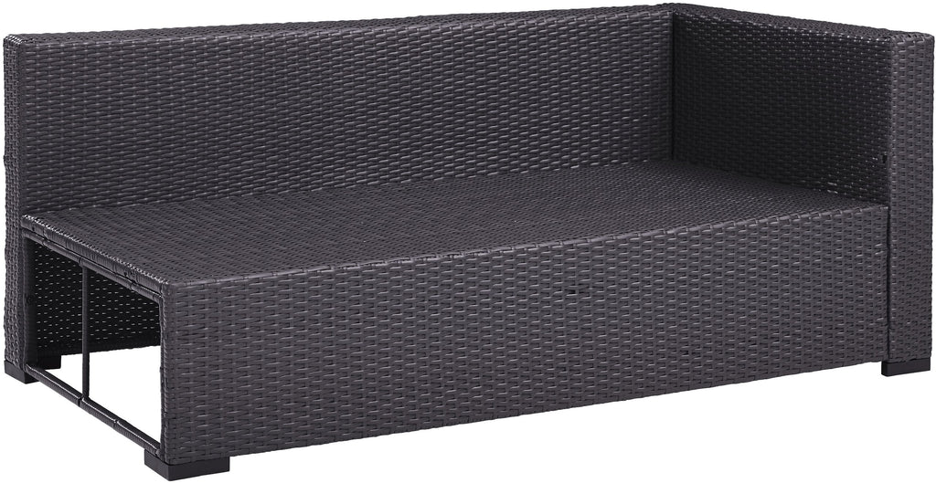 Crosley Furniture Biscayne Outdoor Sectional Loveseat, 2-Person Wicker Patio Couch for Deck, Backyard, Brown with Mist Cushions
