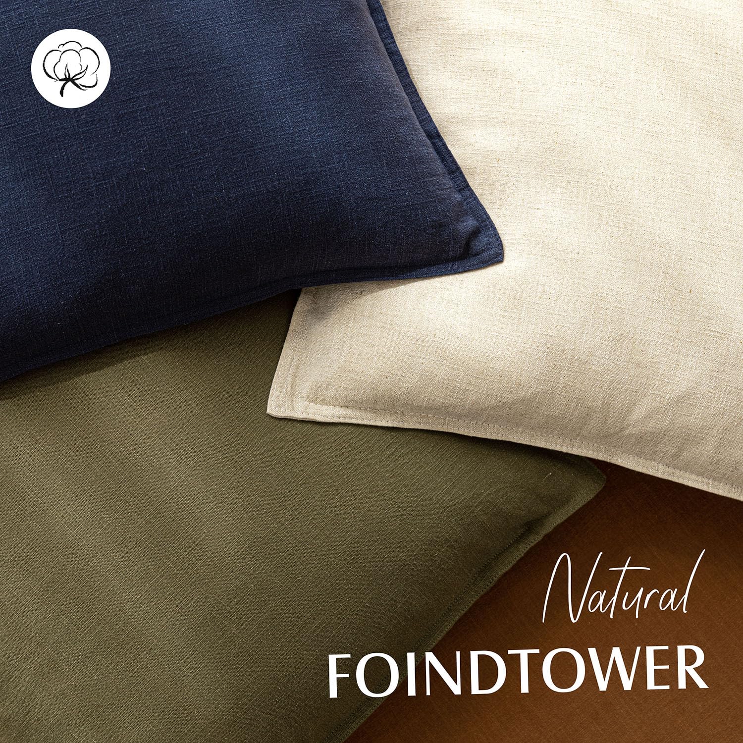 Foindtower Pack Of 2, Decorative Linen Soild Throw Pillow Covers Soft Accent Square Cushion Case Boho Farmhouse Pillowcase For C