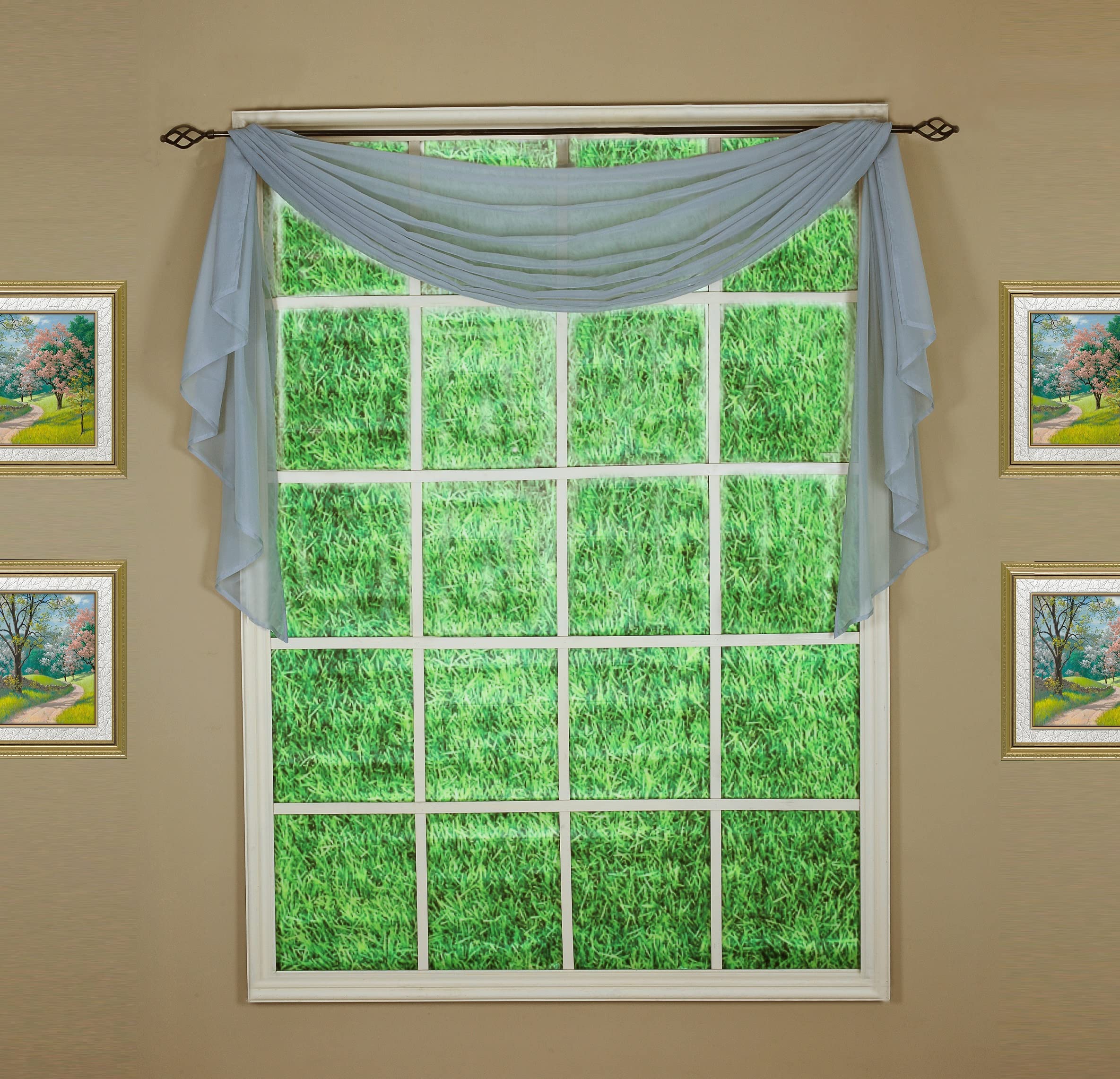 Today'S Curtain Emelia Original Voile Scarf 144', Grey, 45' W X 144' L