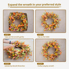 Jinghong Fall Wreaths For Front Door 22 Inch Artificial Fall Wreath Floral Autumn Wreath For Outside Door Harvest Thanksgiving D
