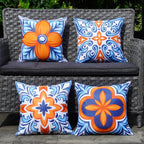 Onway Outdoor Pillow Covers Waterproof 18X18 Set Of 4 Floral Boho Decorative Throw Cushion Cover Farmhouse Pillows For Bench, Co