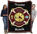 Pure Country Weavers Fire Department - Firefighter Shield Blanket - Personalized - Custom Gift Tapestry Throw Woven From Cotton