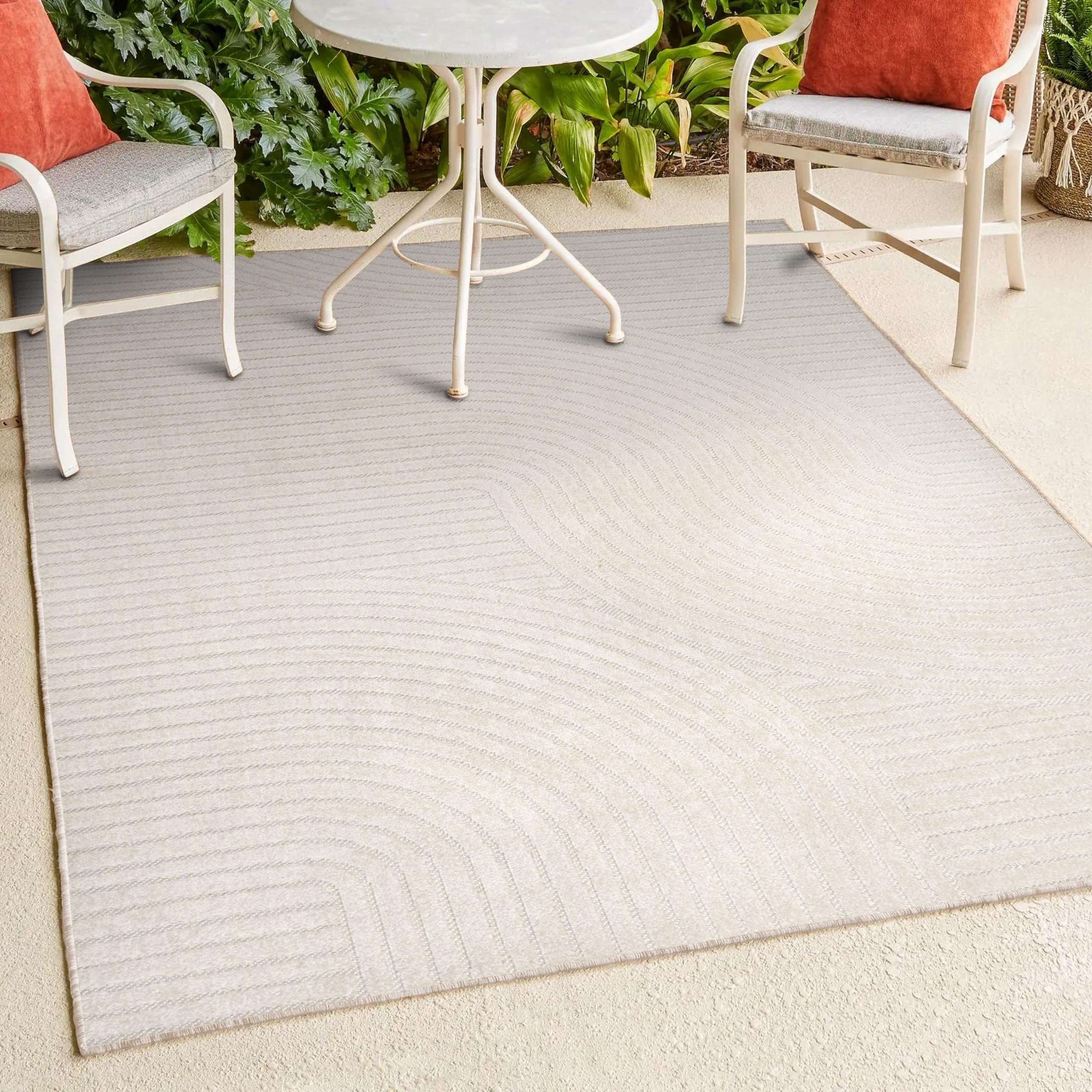 Jonathan Y Scn100B-8 Skagen High-Low Minimalist Curve Geometric Indoor/Outdoor Area Rug, Modern, Contemporary, Geometric, Bohemi