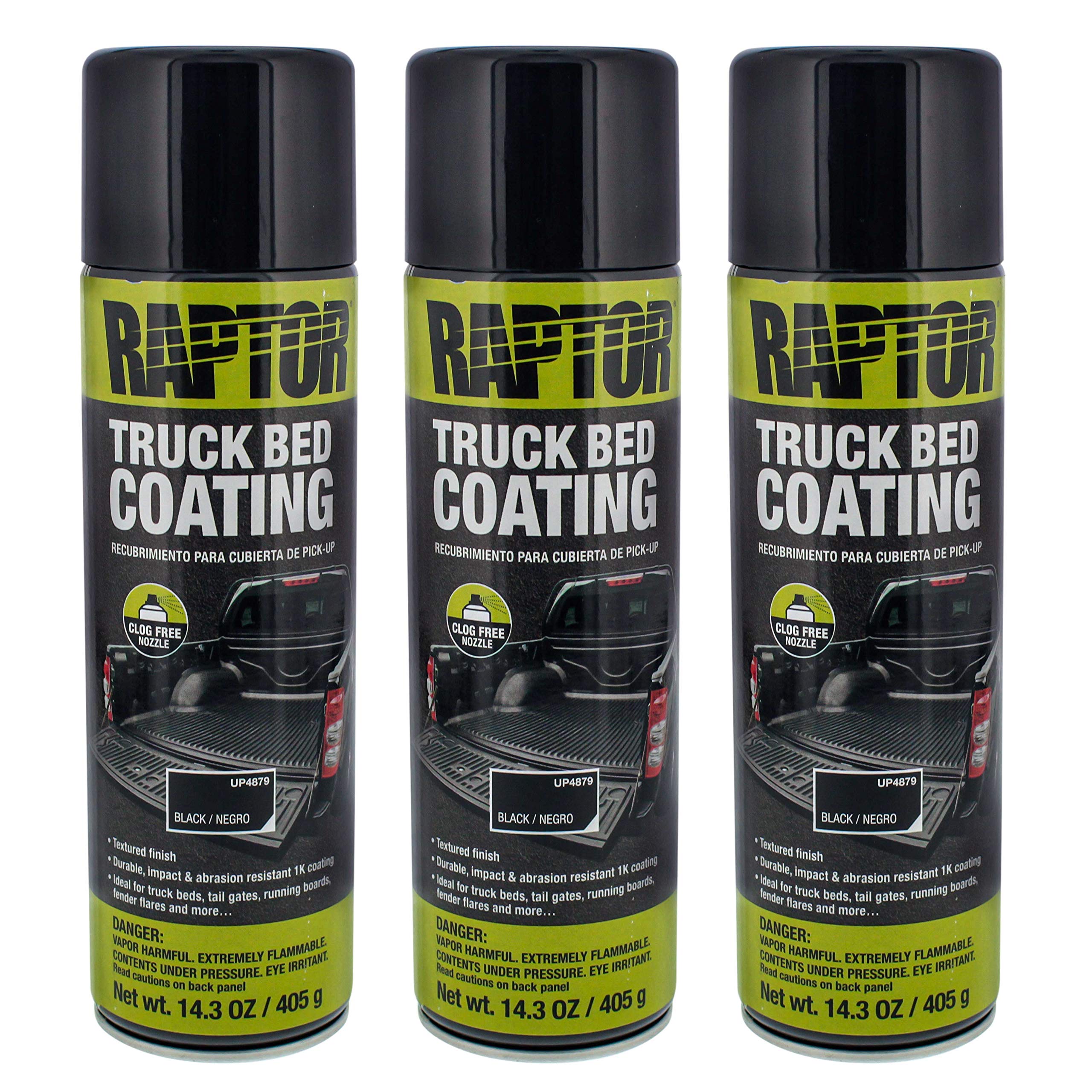 U-Pol Raptor 1K Bed Liner Aerosol Black, 14.3 Ounce Truck Bed Bedliner Coating - 3 Pack