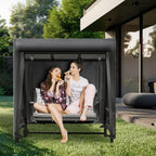 Uhousdeco Outdoor Swing Covers For Patio Swing 2 Seater, 65' L X 50' D X 66' H, 2 Seat Swing Cover Waterproof, Porch Patio Swing Canopy Cover, Windproof Uv Resistant All Weather Protector - Black