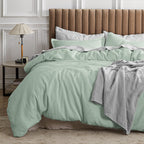 Bedsure Waffle Comforter Set King, Sage Green Cotton Bedding Set For All Seasons, Waffle Weave Bed Set, 3 Pieces, 1 Comforter (104'X90') And 2 Pillow Shams, Premium Cotton Cover With Polyester Fill