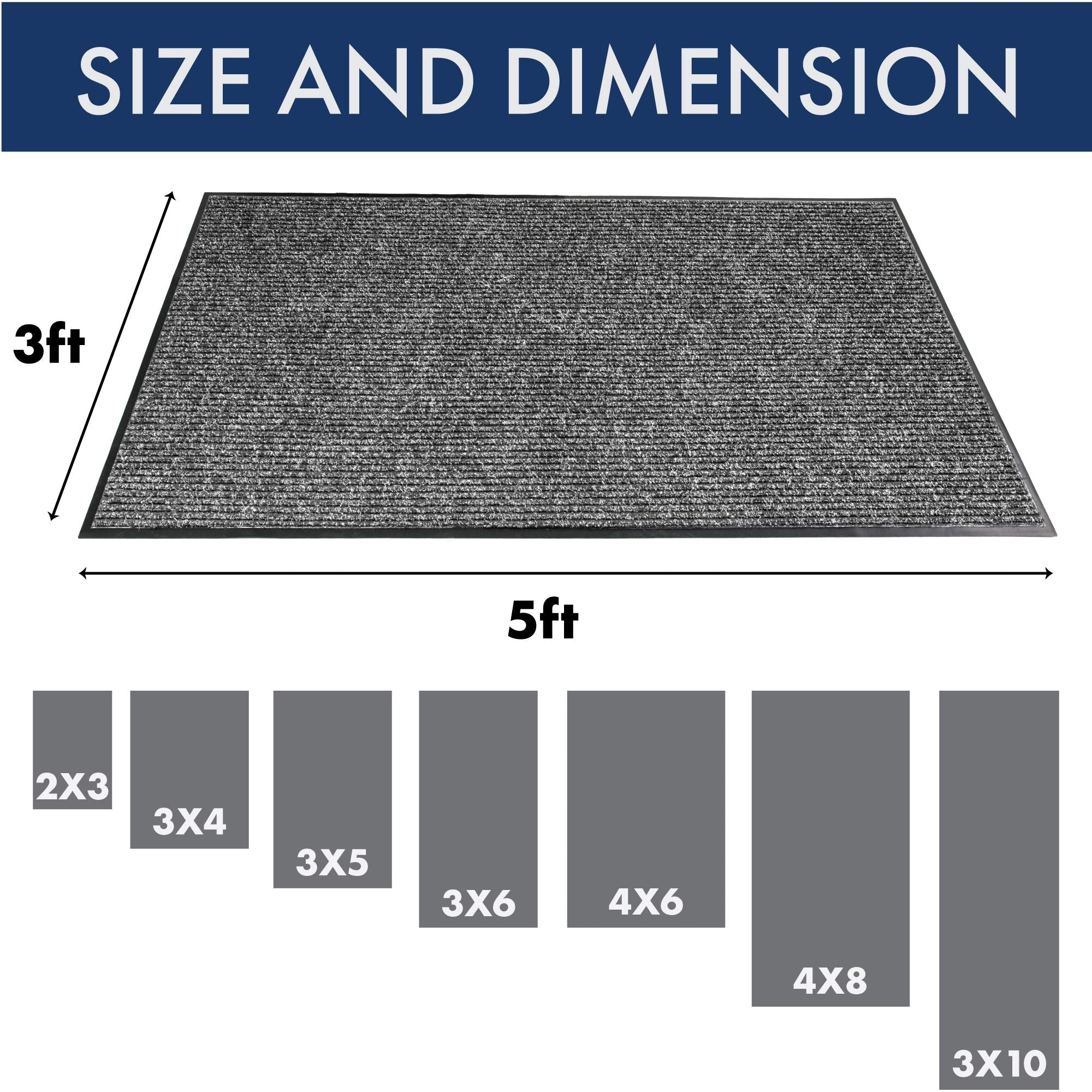 Notrax - 117S0035Gy 117 Heritage Rib Entrance Mat, For Home Or Office, 3'X5', Gray