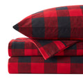 Flannel Sheets Warm And Cozy Deep Pocket Breathable All Season Bedding Set With Fitted, Flat And Pillowcases, Twin, Buffalo Check Plaid Burgundy